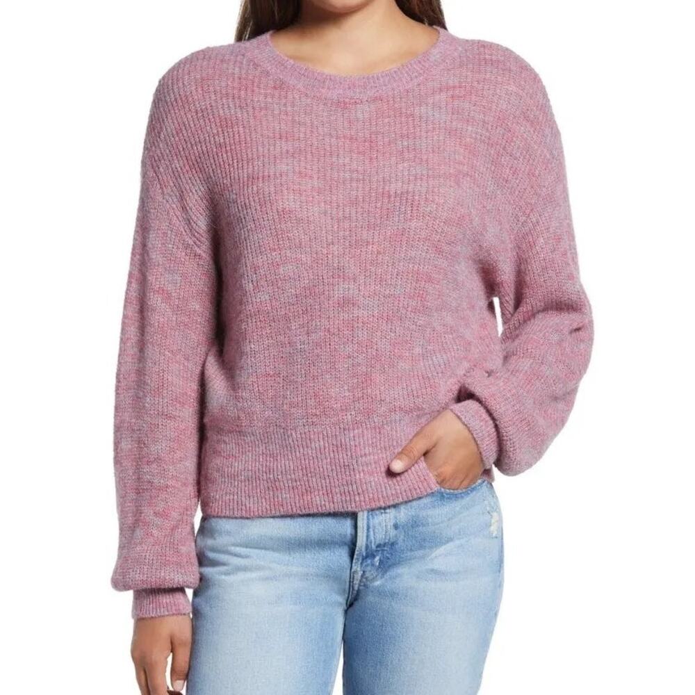 Vero Moda Vilma Alpaca Wool Blend Soft Knit Crew Neck Balloon Sleeve Sweater